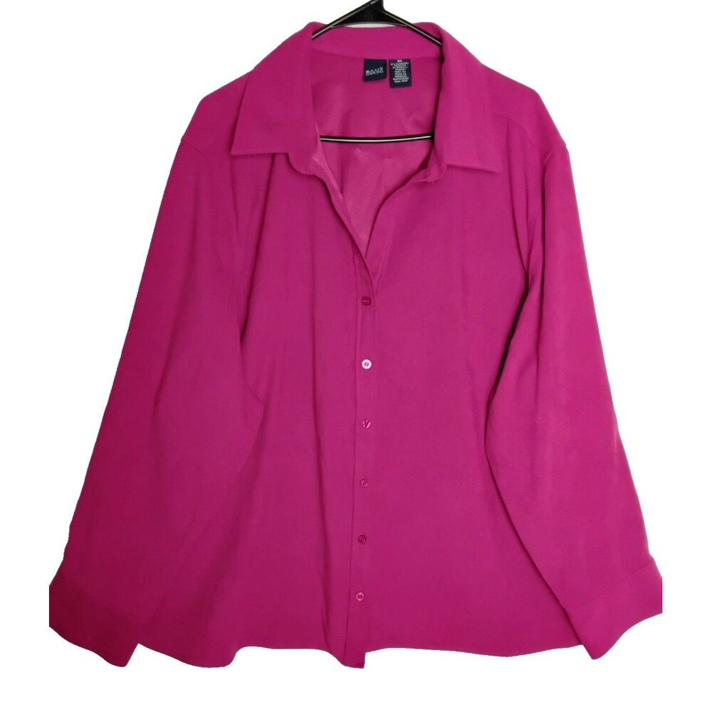 Collared Basic Editions Women's Long Sleeved Pink Shirt Jacket 3X Plus Microfibe